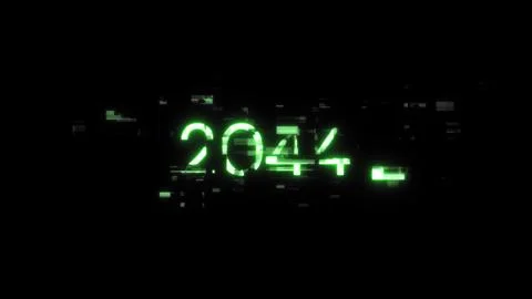 3D rendering 2044 text with screen effects of technological glitches イラスト素材