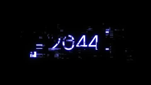 3D rendering 2044 text with screen effects of technological glitches 库存插图