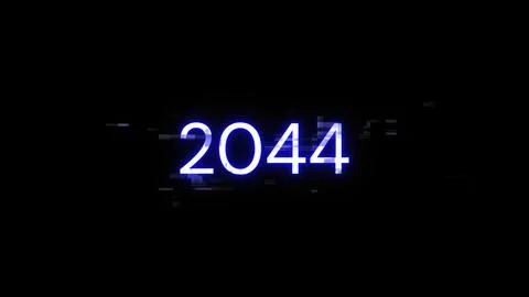3D rendering 2044 text with screen effects of technological glitches イラスト素材