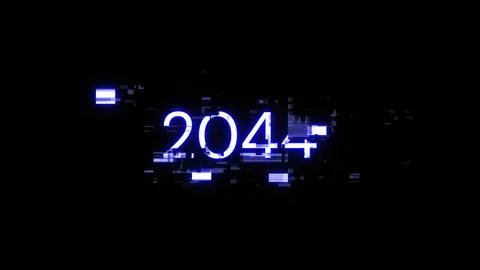 3D rendering 2044 text with screen effects of technological glitches イラスト素材