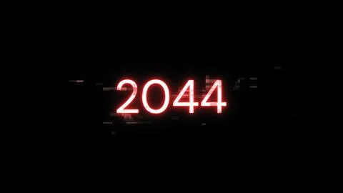 3D rendering 2044 text with screen effects of technological glitches Illustrazione stock