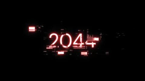 3D rendering 2044 text with screen effects of technological glitches Stock Illustration