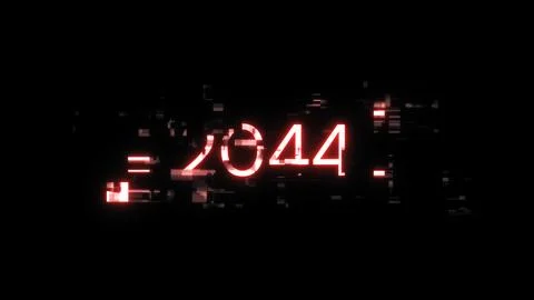 3D rendering 2044 text with screen effects of technological glitches イラスト素材