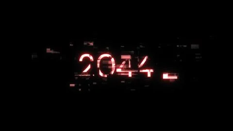 3D rendering 2044 text with screen effects of technological glitches Illustrazione stock