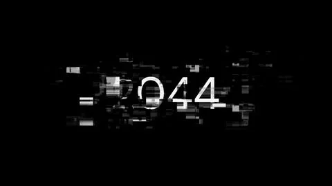 3D rendering 2044 text with screen effects of technological glitches 库存插图