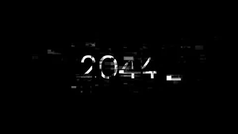 3D rendering 2044 text with screen effects of technological glitches Illustrazione stock
