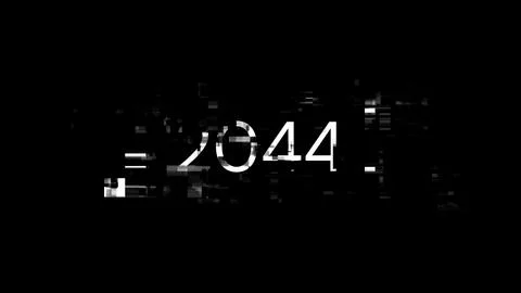 3D rendering 2044 text with screen effects of technological glitches 库存插图