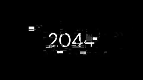 3D rendering 2044 text with screen effects of technological glitches Stock Illustration