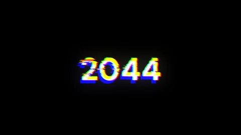3D rendering 2044 text with screen effects of technological glitches イラスト素材