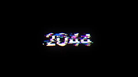 3D rendering 2044 text with screen effects of technological glitches 스톡 일러스트
