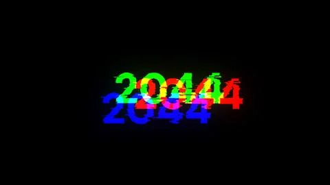 3D rendering 2044 text with screen effects of technological glitches 스톡 일러스트
