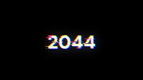 3D rendering 2044 text with screen effects of technological glitches Illustrazione stock
