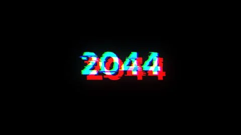 3D rendering 2044 text with screen effects of technological glitches イラスト素材