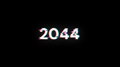 3D rendering 2044 text with screen effects of technological glitches イラスト素材