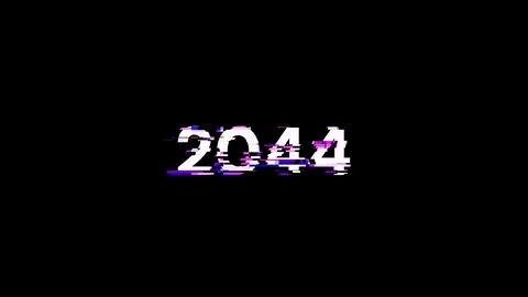 3D rendering 2044 text with screen effects of technological glitches 스톡 일러스트