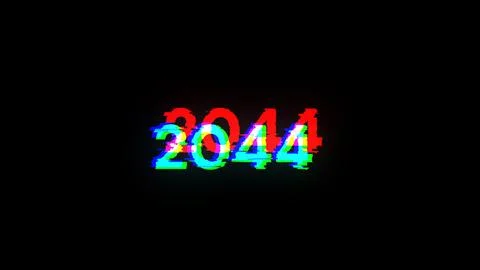 3D rendering 2044 text with screen effects of technological glitches Illustrazione stock