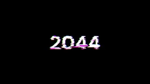 3D rendering 2044 text with screen effects of technological glitches イラスト素材