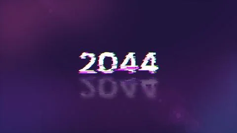 3D rendering 2044 text with screen effects of technological glitches イラスト素材