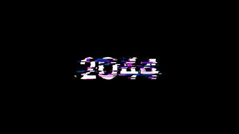 3D rendering 2044 text with screen effects of technological glitches Illustrazione stock
