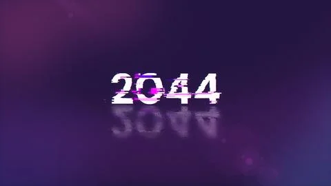 3D rendering 2044 text with screen effects of technological glitches 스톡 일러스트