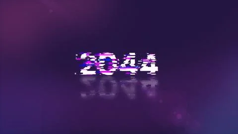 3D rendering 2044 text with screen effects of technological glitches Illustrazione stock