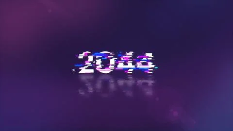 3D rendering 2044 text with screen effects of technological glitches 스톡 일러스트