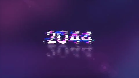 3D rendering 2044 text with screen effects of technological glitches Stockillustratie
