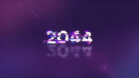3D rendering 2044 text with screen effects of technological glitches 스톡 일러스트