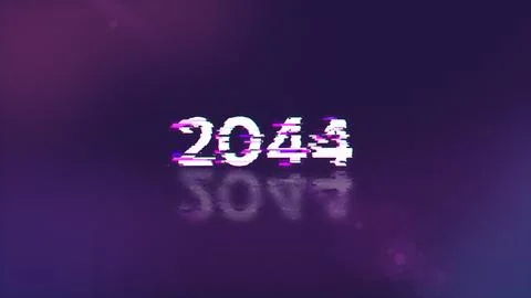 3D rendering 2044 text with screen effects of technological glitches Illustrazione stock