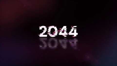 3D rendering 2044 text with screen effects of technological glitches 库存插图