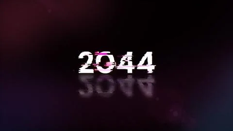 3D rendering 2044 text with screen effects of technological glitches 库存插图