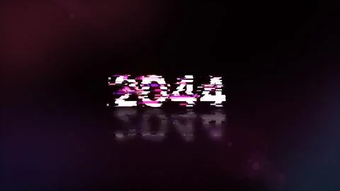 3D rendering 2044 text with screen effects of technological glitches イラスト素材