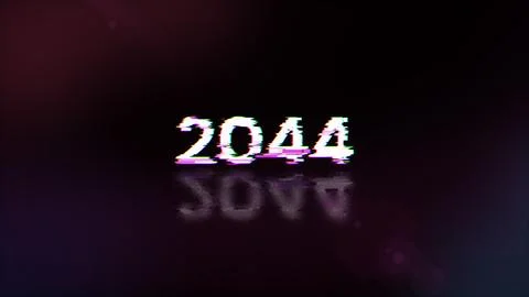 3D rendering 2044 text with screen effects of technological glitches Stock Illustration
