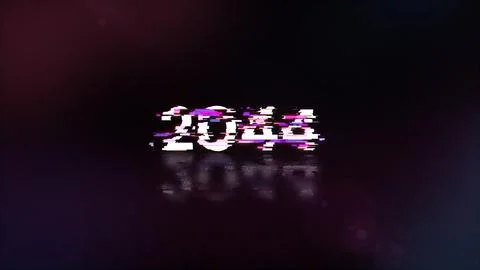 3D rendering 2044 text with screen effects of technological glitches イラスト素材