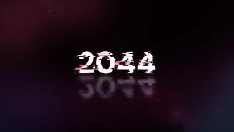 3D rendering 2044 text with screen effects of technological glitches Stock-Illustration