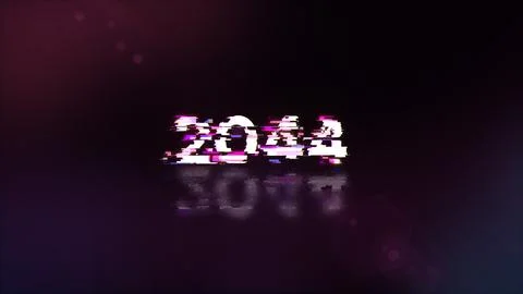 3D rendering 2044 text with screen effects of technological glitches Stockillustratie