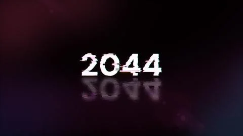 3D rendering 2044 text with screen effects of technological glitches 스톡 일러스트