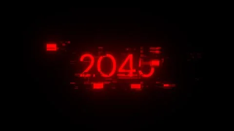 3D rendering 2045 text with screen effects of technological glitches 스톡 일러스트
