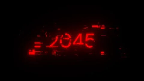 3D rendering 2045 text with screen effects of technological glitches 스톡 일러스트