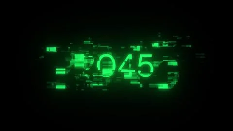 3D rendering 2045 text with screen effects of technological glitches Stock-Illustration
