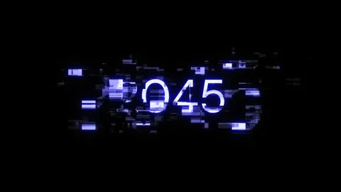 3D rendering 2045 text with screen effects of technological glitches Stock Illustration