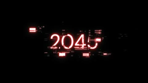 3D rendering 2045 text with screen effects of technological glitches 스톡 일러스트