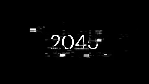 3D rendering 2045 text with screen effects of technological glitches Stockillustratie