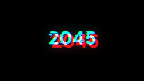 3D rendering 2045 text with screen effects of technological glitches イラスト素材