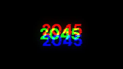 3D rendering 2045 text with screen effects of technological glitches Stock Illustration
