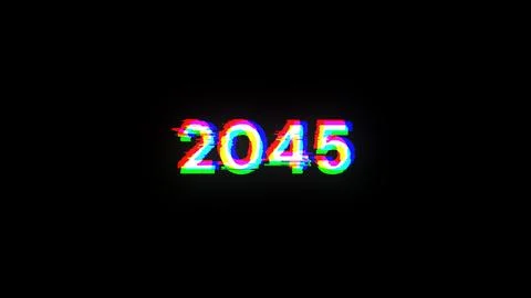 3D rendering 2045 text with screen effects of technological glitches Stock Illustration