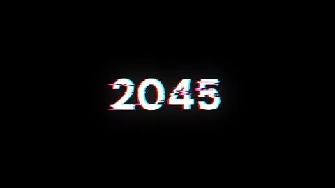 3D rendering 2045 text with screen effects of technological glitches Illustrazione stock