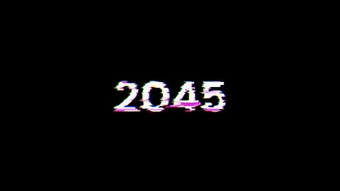 3D rendering 2045 text with screen effects of technological glitches 스톡 일러스트
