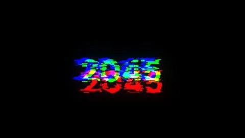 3D rendering 2045 text with screen effects of technological glitches Illustrazione stock