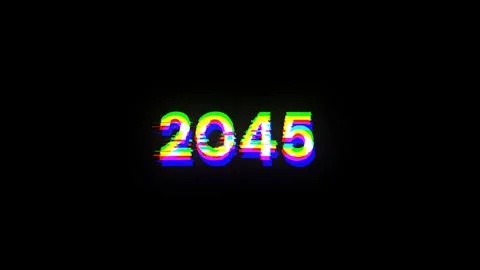 3D rendering 2045 text with screen effects of technological glitches Stock Illustration